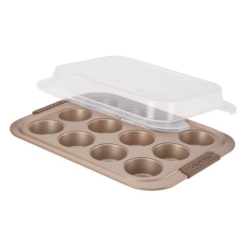 Anolon Advanced Bronze Bakeware 12 Cup Nonstick Muffin Pan with Silicone Grips - image 1 of 4