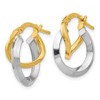 Black Bow Jewelry 16mm (5/8 Inch) 14k Two Tone Gold Polished Double Round Hoop Earrings - 2 of 4