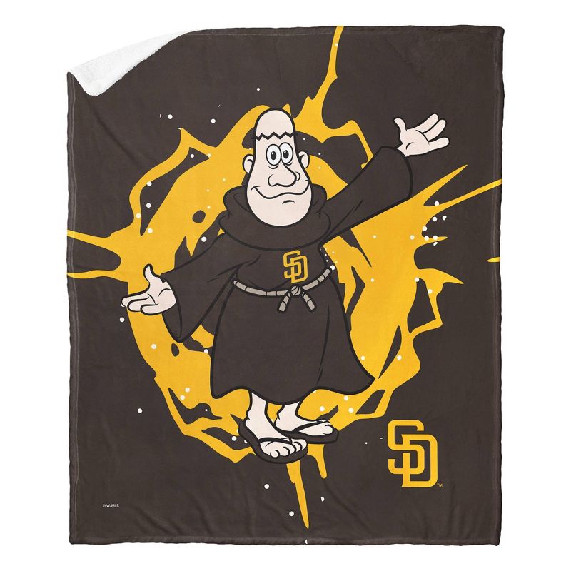 50&#34;x60&#34; MLB San Diego Padres Mascot 2 Layer Silk Touch Faux Shearling Throw Blanket, 1 of 6