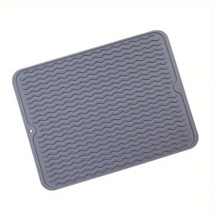 1pc Silicone Dish Drying Mat, Can Be Used Multiple Times; Non-slip Soft Silicone Coaster with Water Collector, 15.75*11.81 Inch - 1 of 4