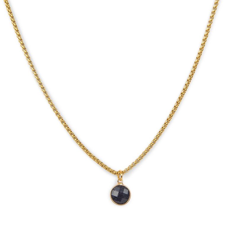 Gold Plated Black Agate Stone Pendant Necklace | ETHICGOODS, 1 of 5