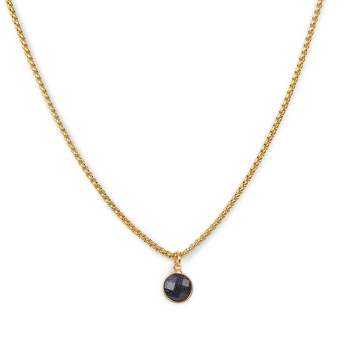 Gold Plated Black Agate Stone Pendant Necklace | ETHICGOODS