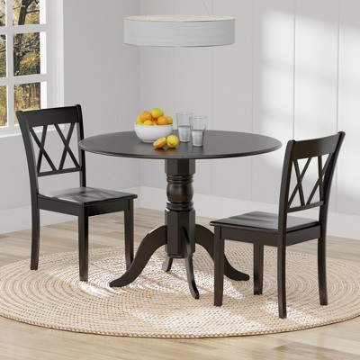 Glenwillow Home 42" Round Double Drop-Leaf Dining Table + Double X-Back Dining Chairs Dining Set