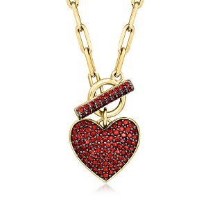 Ross-Simons 1.80 ct. t.w. Garnet Heart Toggle Necklace in 18kt Gold Over Sterling - 1 of 3