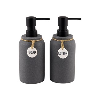 2pc Eton Lotion Pump Set Dark Gray - Allure Home Creations: Resin & Plastic, Hand Wash, 12.68oz Capacity - 1 of 4