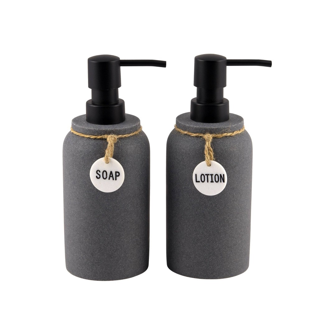 Photos - Soap Holder / Dispenser 2pc Eton Lotion Pump Set Dark Gray - Allure Home Creations