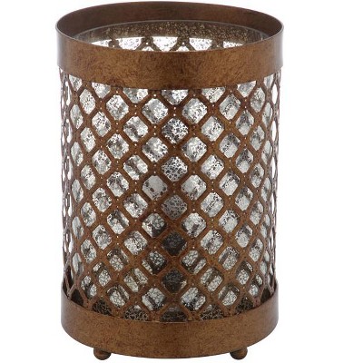 Elegant Borden Gold Mesh Hurricane Lamp Set, 11.5"