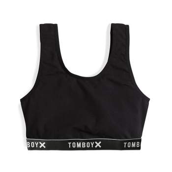 Tomboyx Essentials Soft Bra, Cotton Scoop-neck Wireless X= Black X