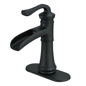 BWE Waterfall Single Hole Single-Handle Low-Arc Bathroom Faucet With Pop-up Drain Assembly - 1 of 4