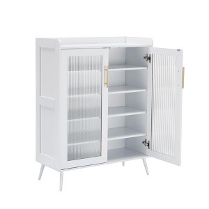 5-Tier Shoe Cabinet with Glass Front Doors, Durable Storage Organizer Featuring Reinforced Support Legs - 1 of 4
