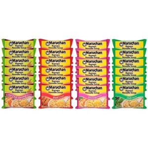 Maruchan Ramen Instant Noodle Soup Mix 24 Packs, 4 Flavors - 6 Beef, 6 Lime Chili Shrimp, 6 Chilli, 6 Shrimp - 1 of 1