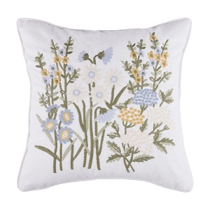 Viviana Blue Flower Emboidered Pillow- Levtex Home - 1 of 3