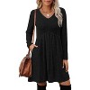 Long Sleeve V-Neck Sweater Dress 2025, Women's Empire Waist Babydoll Fall Dress with Pockets Black - 2 of 4
