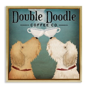 Stupell Industries Doodle Dog Vintage Coffee Sign Floating Frame Canvas Art - 1 of 4