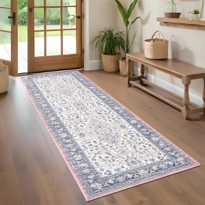 Washable Indoor Vintage Carpet For Living Room Bedroom Decor Retro Low Pile Non Slip Area Rugs Soft Thin Rug Farmhouse Office - 1 of 4