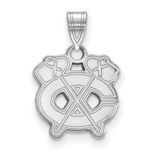 Black Bow Jewelry 14k White Gold Chicago Blackhawks NHL Small Pendant - 1 of 3
