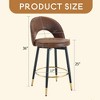 Set of 2,360 ° rotatable bar chair.Modern PU comfortable upholstered bar chair with smooth and beautiful black metal legs - Leovsnove - 3 of 4