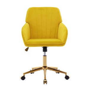 Yinvani Yellow Velvet Adjustable Office Chair - 1 of 4