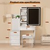 Gulches Vanity Desk Set with Sliding Mirror 4 Drawers & 9 Storage Spaces (Hidden Compartments) + Cushioned Stool, White Makeup Dressing Table - 2 of 4