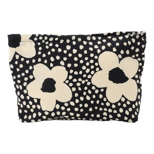 Unique Bargains Women Portable Printed Clutch Makeup Bag Black 1 Pc - 1 of 3