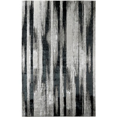 Micah Modern Abstract Black/Silver/Gray Area Rug
