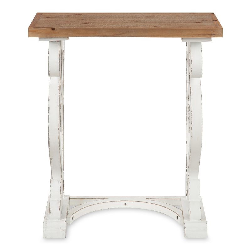 Kate and Laurel Wyldwood Rectangle Wood Side Table, 24x14x27.5, Rustic Brown and White, 4 of 9