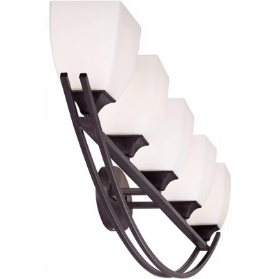 Jenisen Arch 51.5" Wide Bronze Wall Light with White Glass Shades