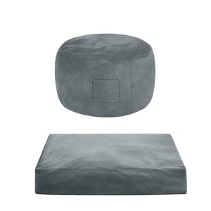 Itopfox Kids Convertible Bean Bag Chair Bed - Soft Floor Mattress for Boys & Girls, Cozy Reading Nook & Classroom Seating, Charcoal - 1 of 4
