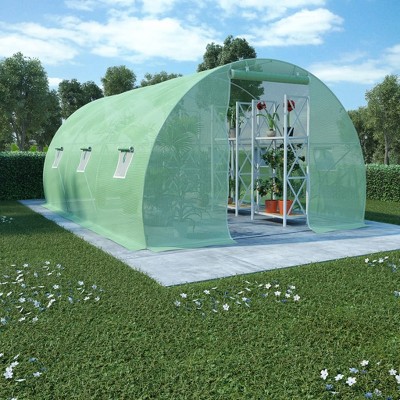 vidaXL Greenhouse Green Polyethylene mesh fabric and galvanized steel
