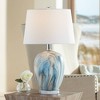 360 Lighting Travis 20 1/4" High Small Modern Coastal Accent Table Lamp Blue Marble Finish Ceramic Single White Shade Living Room Bedroom Bedside - 2 of 4