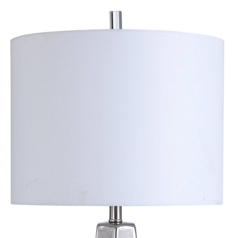 Zara Carved/Textured Ceramic Table Lamp with Shade Silver/White - StyleCraft, 3 of 5