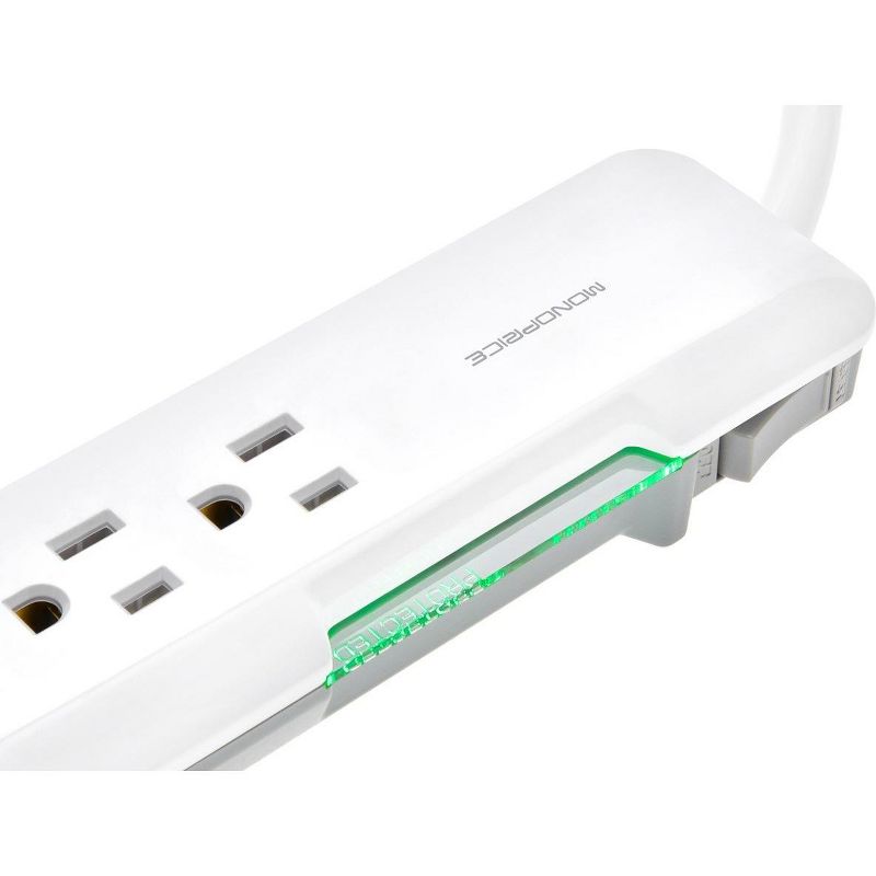 Monoprice Power & Surge - 6 Outlet Slim Surge Protector Power Strip With Coaxial Line Protection - 4 Feet - White | Cord UL Rated 1,080 Joules With, 3 of 7