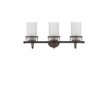 Sunset Qairo 3-Light Vanity 100W Frosted Seeded Provincial Bronze - 1 of 3