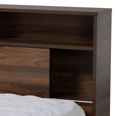 Modern Tristan Walnut Brown Queen Platform Bed with Storage