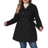 Agnes Orinda Women's Plus Size Faux Suede Notched Lapel Double Breasted Belt Trench Coats - 2 of 4