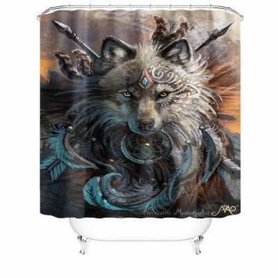 Dreamcatcher Wolf Shower Curtains for Bathroom Waterproof Fabric Bath Curtain Durable Soft Stylish Bathroom Decor 72x72 Inch