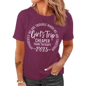 Clearlove Women's Playful Letter Print T-Shirt Short Sleeve Graphic Casual Crew Neck Tee Summer Top - 1 of 4
