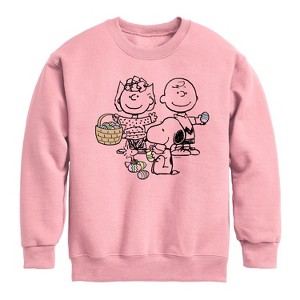 Boys' - Peanuts - Group Easter Graphic Long Sleeve Fleece Sweatshirt - 1 of 4