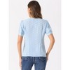 INSPIRE CHIC Women's Vintage Polka Dots Peter Pan Collar Puff Short Sleeve Shirt - 4 of 4