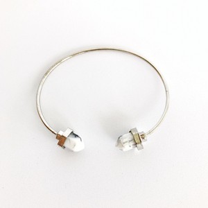 sanctuaire Semi Precious White Howlite Pillar Cuff Bracelet Silver - 1 of 3
