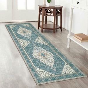 Coucheta Washable Boho Traditional Area Rug, Vintage Print, Foldable Non-Shedding Low Pile Non-Slip Carpet for Living Room, Bedroom, Dining Room - 1 of 4