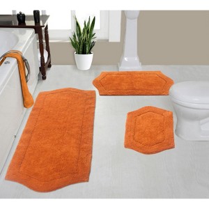 Waterford Tufted Bath Rug, Extra Soft and Absorbent, Non-Slip, Machine Wash, bath rug for Bathroom, 3 Pcs Set with Runner, Terracotta - 1 of 4