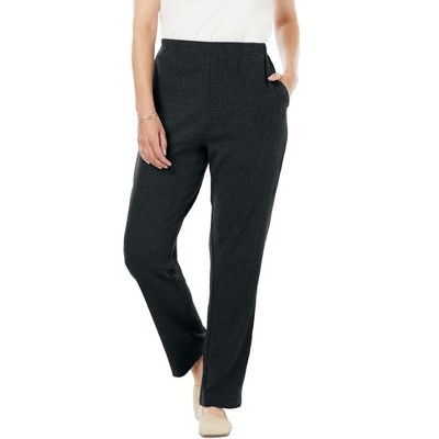 Woman Within Plus Size Petite 7-Day Knit Ribbed Straight Leg Pant