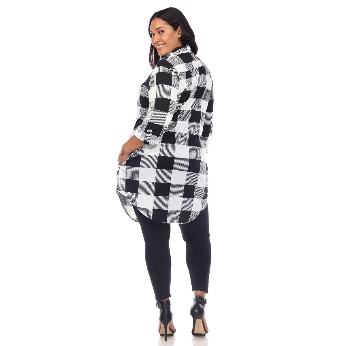 Plus Size Plaid Tunic Shirt - White Mark - thumbnail 4