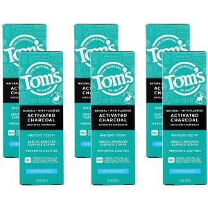 Tom's Of Maine Activated Charcoal Anti-Cavity Toothpaste Peppermint - Case of 6/4 oz - 1 of 4
