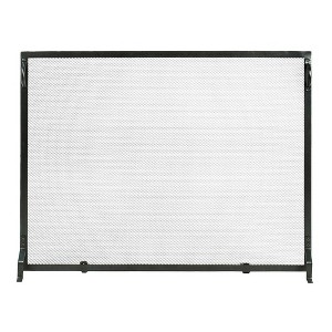 Achla Designs 38" Plain By Design Flat Wrought Iron Fireplace Screen Matte Black - 1 of 4