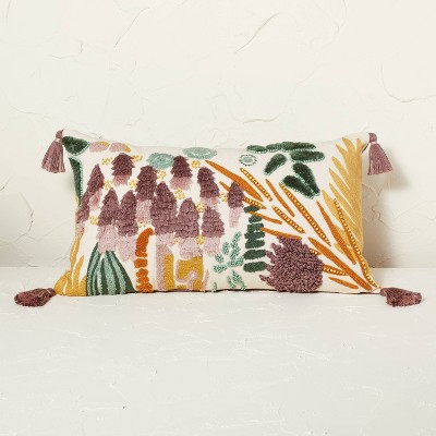 Beaded and Embroidered Botanical Patterned Lumbar Throw Pillow - Opalhouse™ designed with Jungalow™