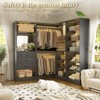 Aheaplus Corner Closet System with Mirror and Drawers, Wardrobe Organizer with Hanging Rods - 2 of 4