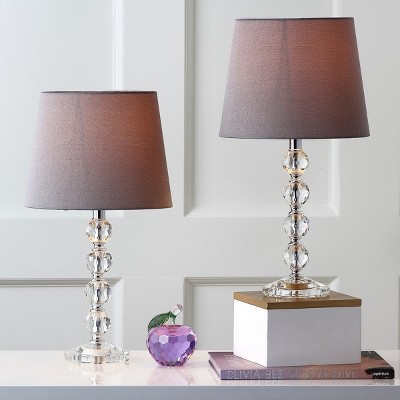 Nola 16" Light Grey Crystal Ball Table Lamp Set