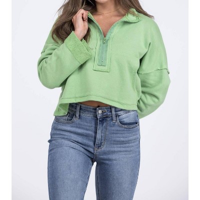 Women's Rough Around The Edges Half Zip Cropped Sweater - BUCKETLIST